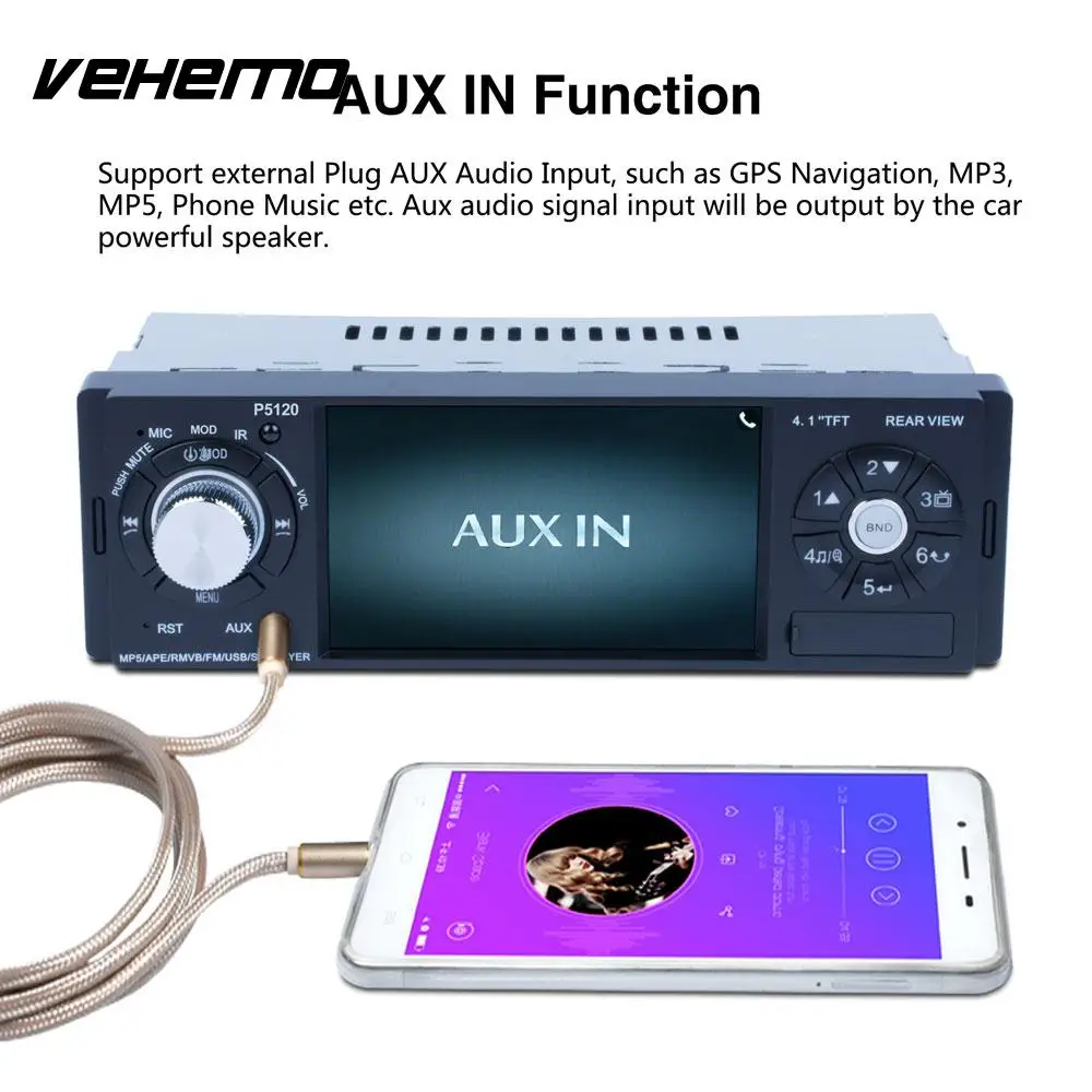 Car MP5 Multimedia Player Bluetooth Video MP3 4.1&quot Steering Wheel Controls 1Din FM Radio | Автомобили и мотоциклы