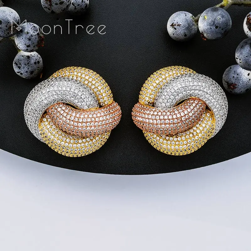 Модные блестящие элегантные серьги MoonTree с кубическим цирконием класса ААА