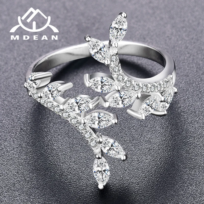 Женские кольца MDEAN из белого золота с фианитом AAA для помолвки и свадьбы размеры 6 7