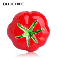 blucome vivid vegetables brooch enamel red tomatoes brooches plant corsage clips for suit scarf dress women lady jewelry pins