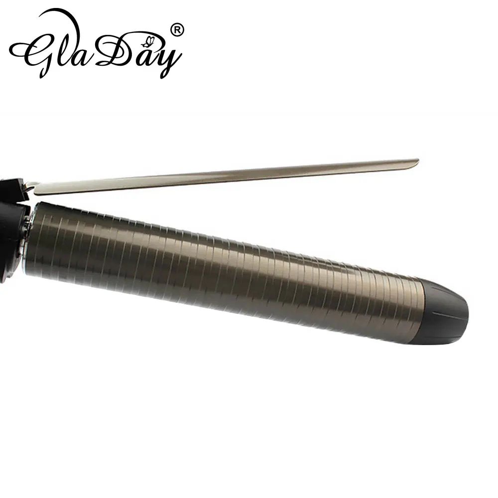 Профессиональный Керамика щипцы для завивки волос Вращающийся светодиодный