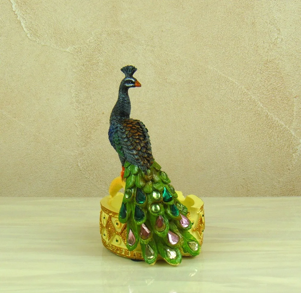 Handmade Peacock Miniature Figurine Decorative Resin Animal Organizer Box Mascot Trinket Gift and Craft Ornament Accessories | Дом и сад