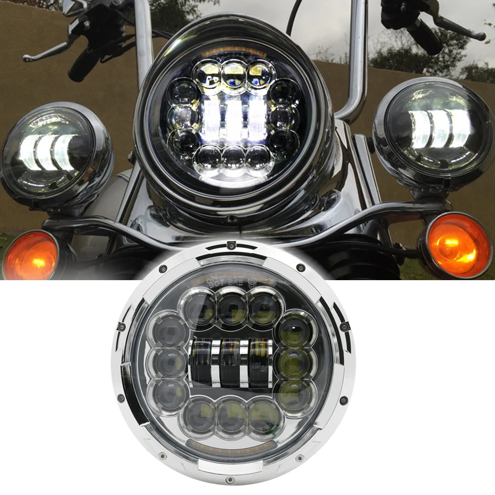 Новый 7 дюймовый круглый Moto rcycle проектор LED &quotголовной светильник с Halo &amp DRL