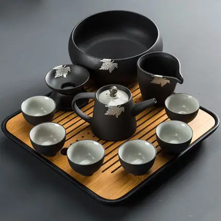 

High grade Whole Ceramic Chinese Kung Fu Tea Set tea Tray Living Room Home Oolong tea Pottery Tea Cup Teapot teaware set