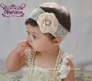 Nishine, 1 шт., детская Милая Кружевная лента для волос для девочек, Жемчужный Цветок из горного хрусталя, повязка на голову, повязка на голову, аксессуары для волос
