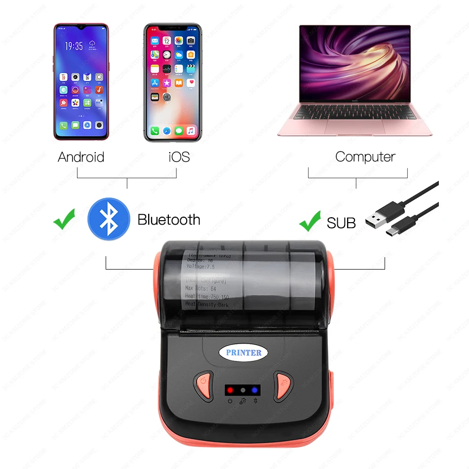 POS 80 мм Bluetooth Термальный чековый принтер мини портативный Android IOS мобильный