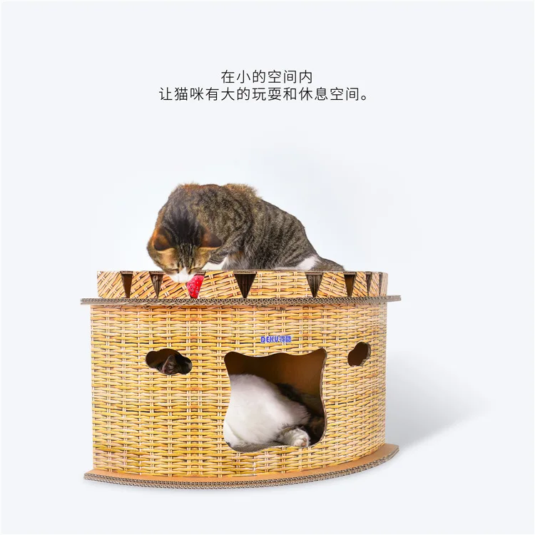 Кошка картон дом скалолазание башня дерево с колокольчиками кошки прыжки платформы гофрированной бумаги котенок Condos скретч доска мебель