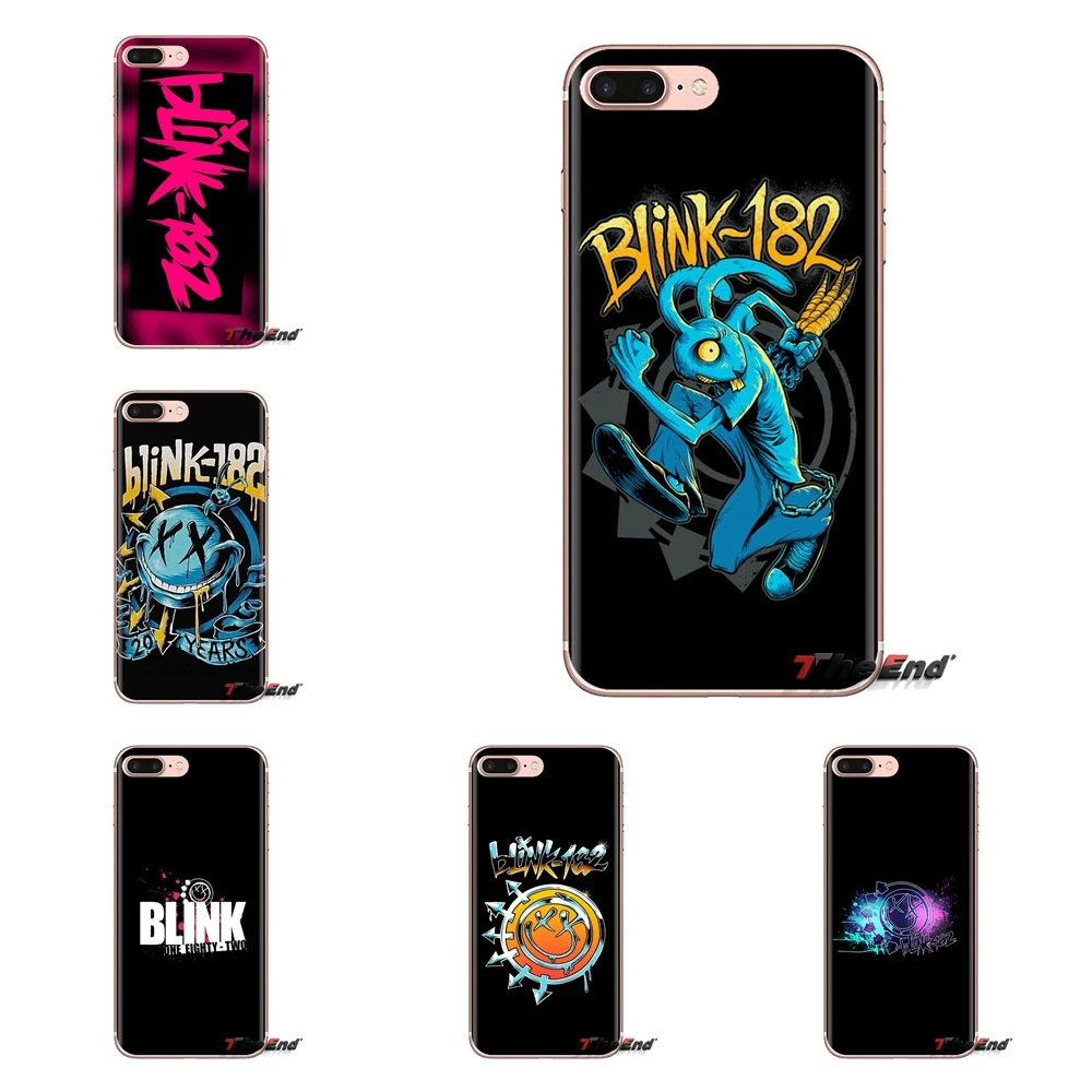 For Samsung Galaxy S3 S4 S5 Mini S6 S7 Edge S8 S9 S10 Plus Note 3 4 5 8 9 Transparent TPU Covers Blink 182 Smiley Face Punk Rock |