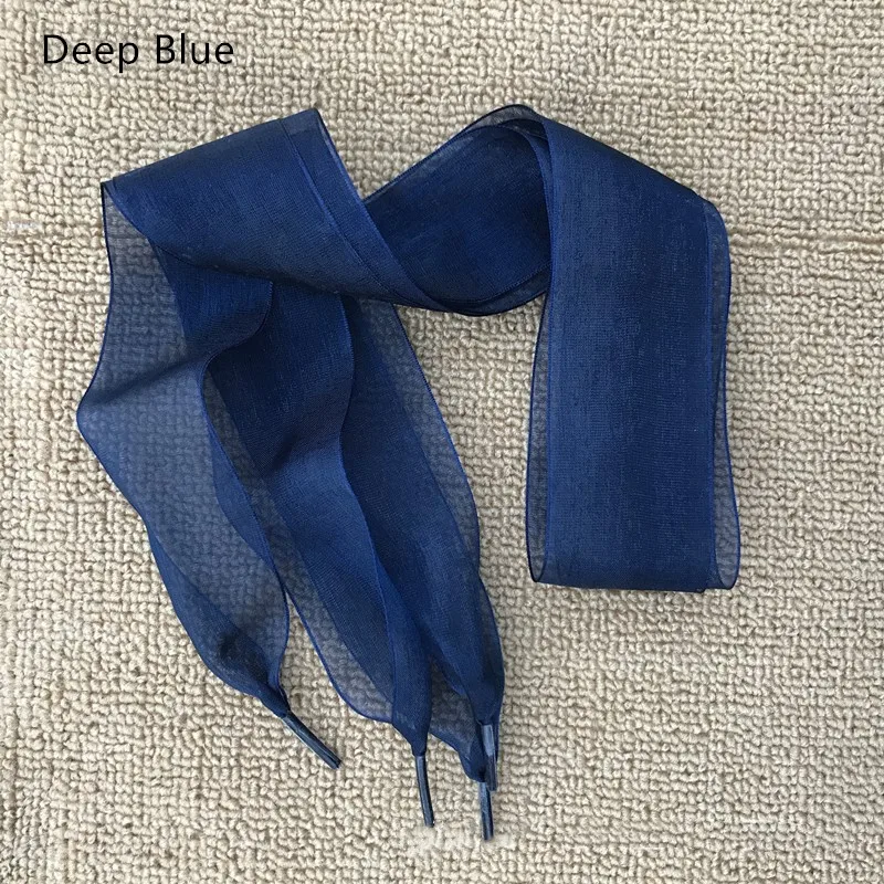 Deep Blue 1 пара; 110 см; обувь из органзы; женские шнурки с бантиком на плоской подошве; Шелковая атласная лента; парусиновая обувь; спортивные туфли со шнурками; спортивная обувь на шнуровке - Цвет: Deep Blue