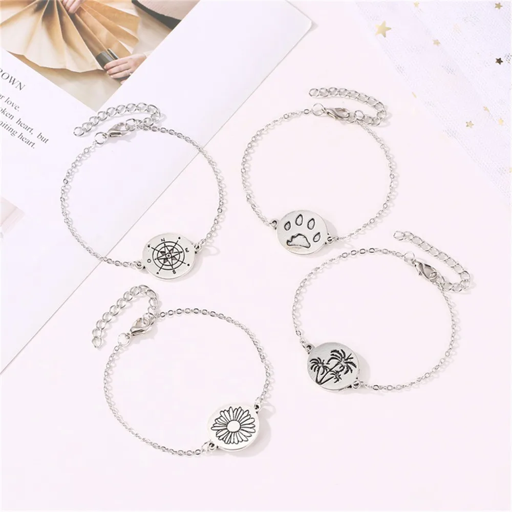 Женский серебряный браслет MLING модный винтажный с принтом в виде лапы дерева