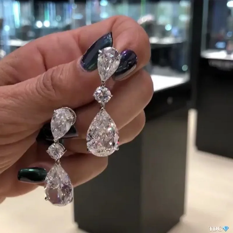 Модные серьги капли с белыми кристаллами для женщин ювелирные изделия роскошные