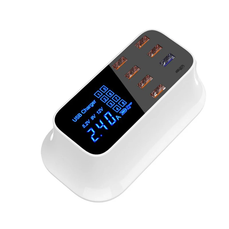 8 портов настенный usb-хаб зарядное устройство адаптер 8A несколько USB зарядное устройство для мобильного телефона светодиодный настольный usb зарядная станция база EU US UK Plug