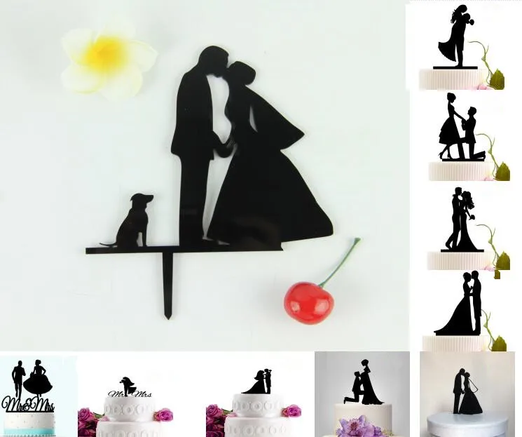 Романтический свадебный Топпер для торта акриловый черный свадебного невесты