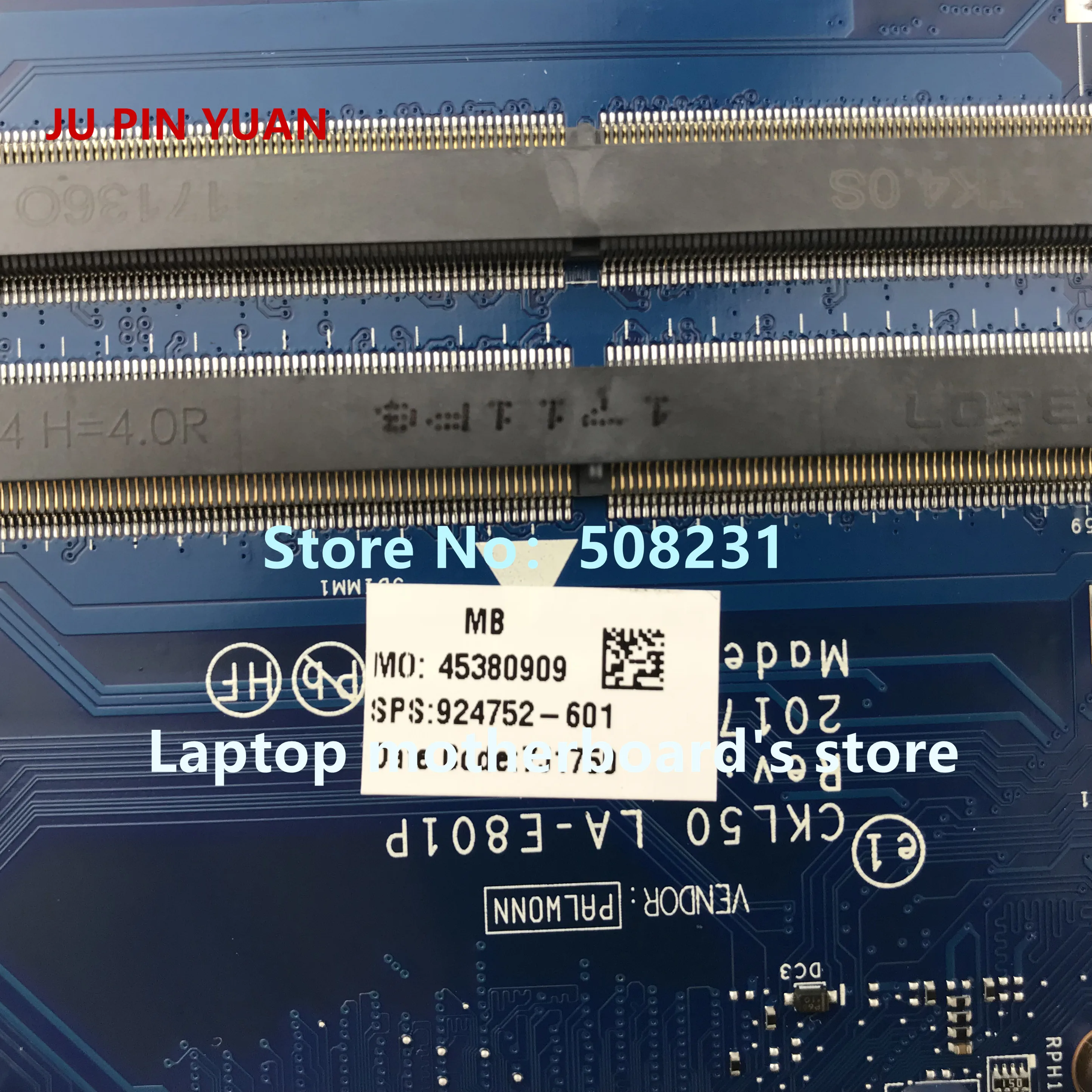 JU PIN YUAN 925525-601 0P2 DA00P2MB6D0 Laptop motherboard For HP 240 G6 Laptop 14-BW Notebook PC E2-9000 fully Tested
