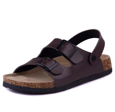 brown COSMAGIC/модные пробковые сандалии с двойной пряжкой на плоской подошве; Новинка года; женские летние пляжные повседневные уличные шлепанцы - Цвет: brown