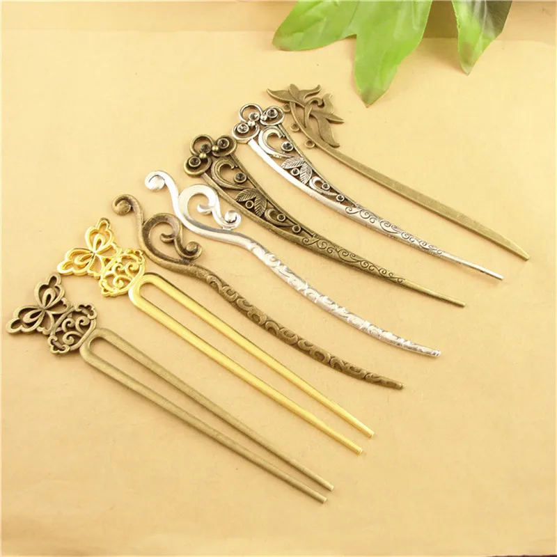 10Pcs Vintage Hair Stick Metal Alloy Kanzashi Japanese Hair Sticks for Women YW0006