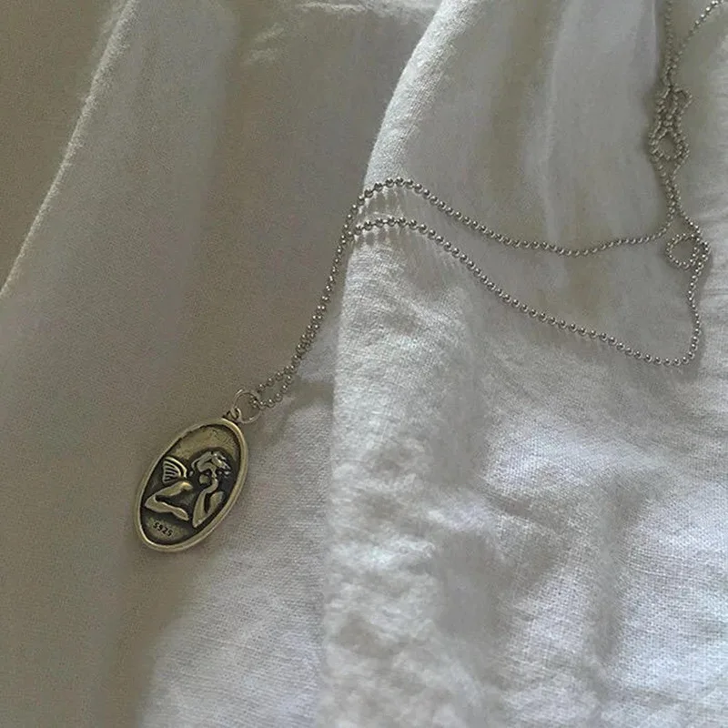 Ожерелье из серебра 2019 пробы в виде монеты женское геометрическое ожерелье