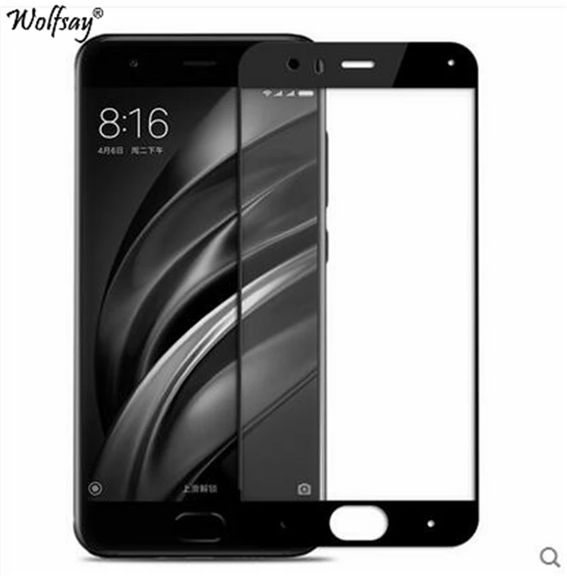 Wolfsay 2.5D изогнутое полное покрытие закаленное стекло СПС Xiaomi Mi 6 Plus Mi6Plus Защита