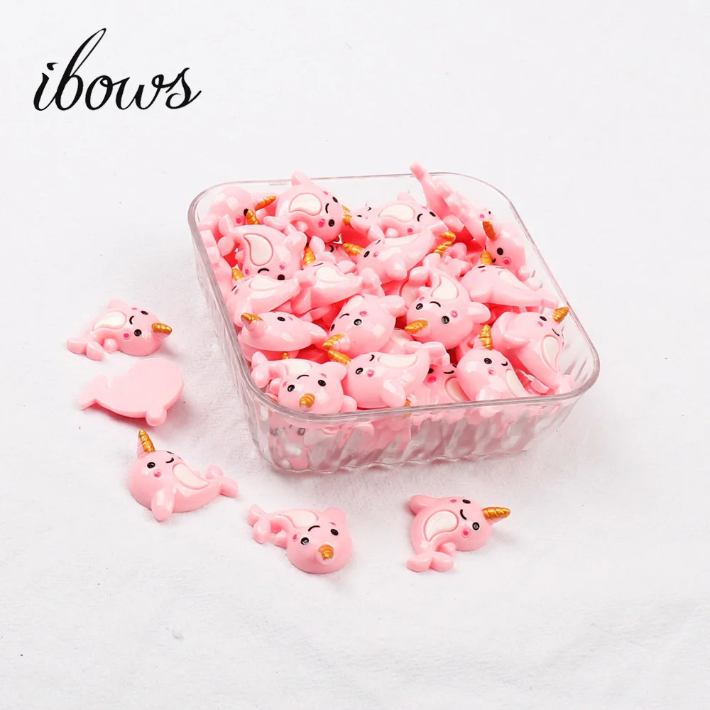 IBOWS, 10 шт./лот, милый полимерный Дельфин с рогом единорога, кабошон для девочек, банты для волос, аксессуары ручной работы