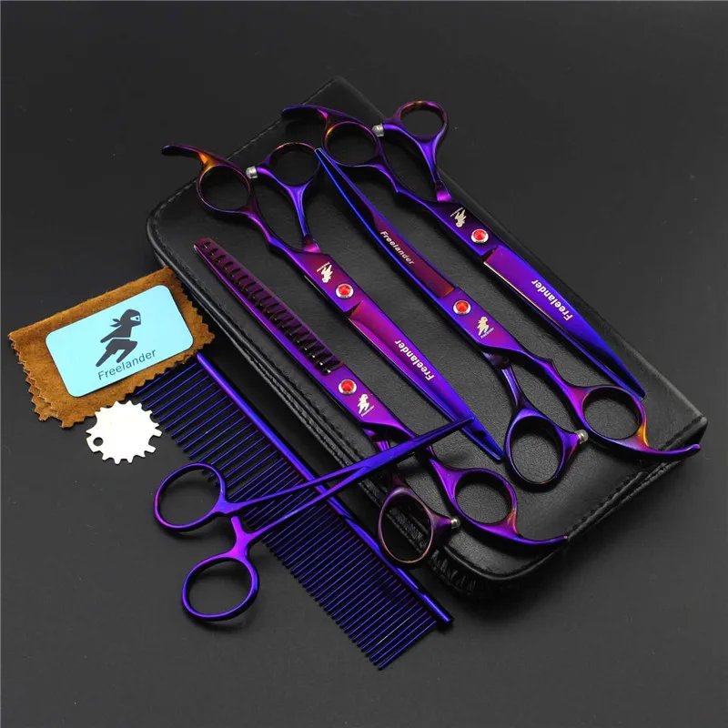 Профессиональные ПЭТ Уход за собакой Ножницы 7.0 дюймов волос Резка + Истончение 2