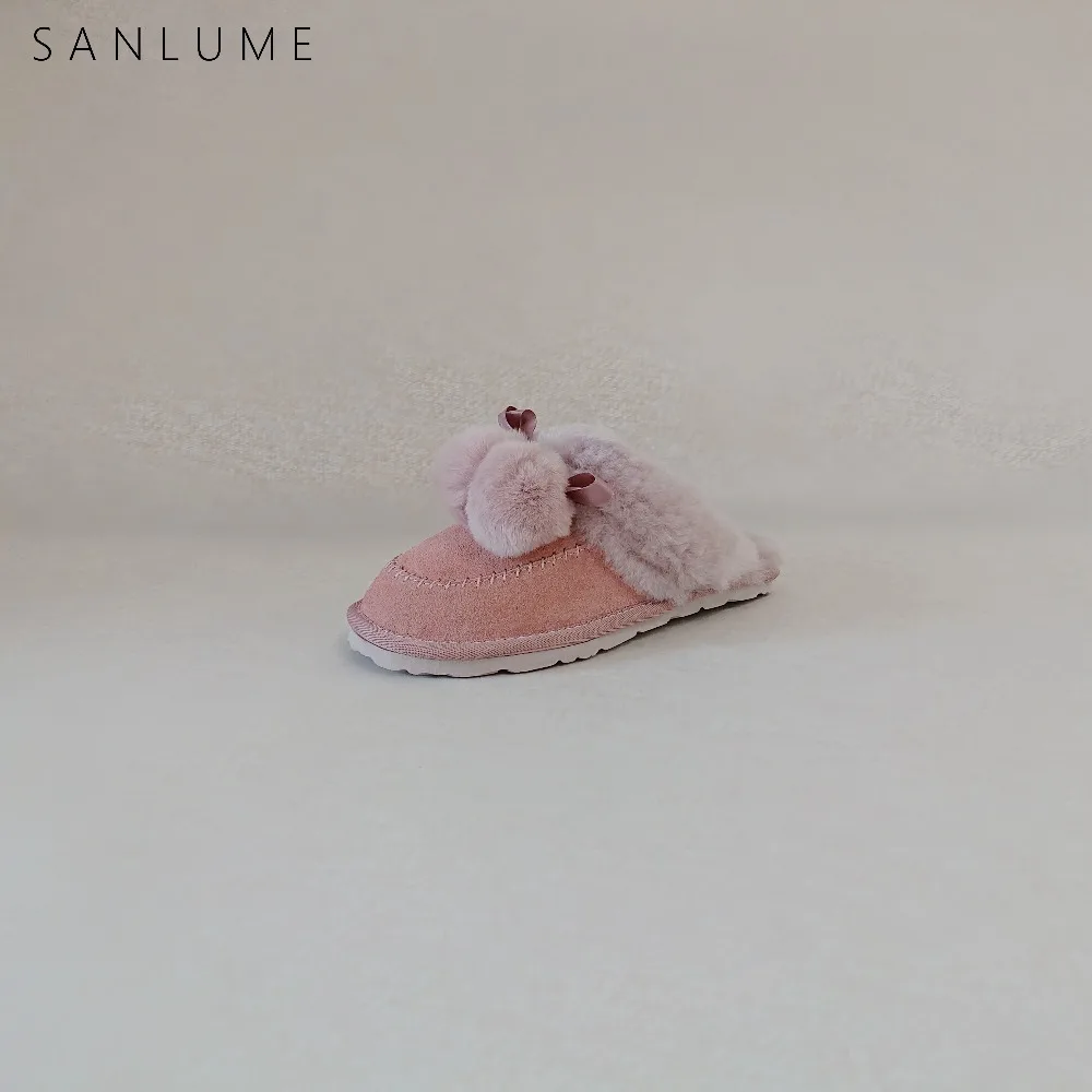 SANLUME/зимняя женская обувь на плоской подошве розового цвета женские домашние