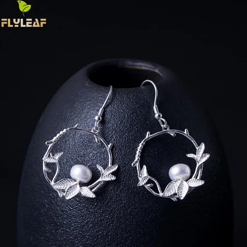 Висячие серьги с натуральным жемчугом и листьями Flyleaf для женщин оригинал 100%