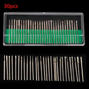 Набор алмазных шлифовальных инструментов, 30 шт., хвостовик 2,35 мм3 мм, игла, гравировка, резьба, полировка, стекло, нефрит, сверло каменное