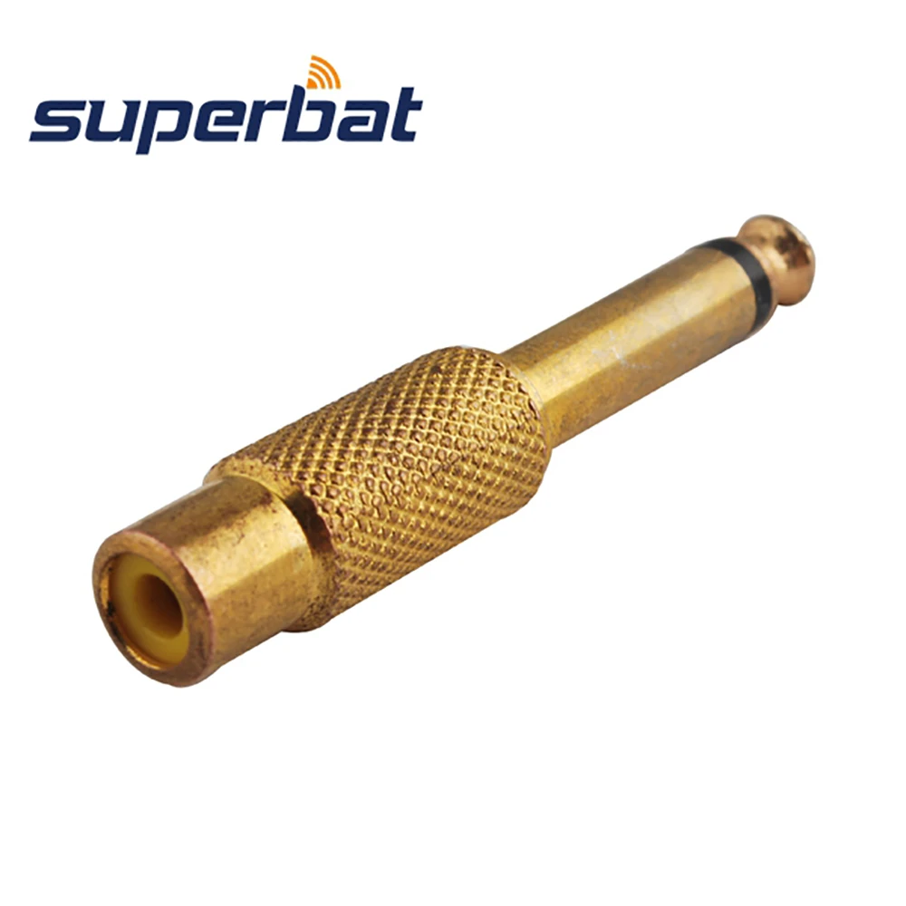 Superbat RCA Phono Female to 6.3mm Male Adapter Converter Plug Goldplated Straight Connector