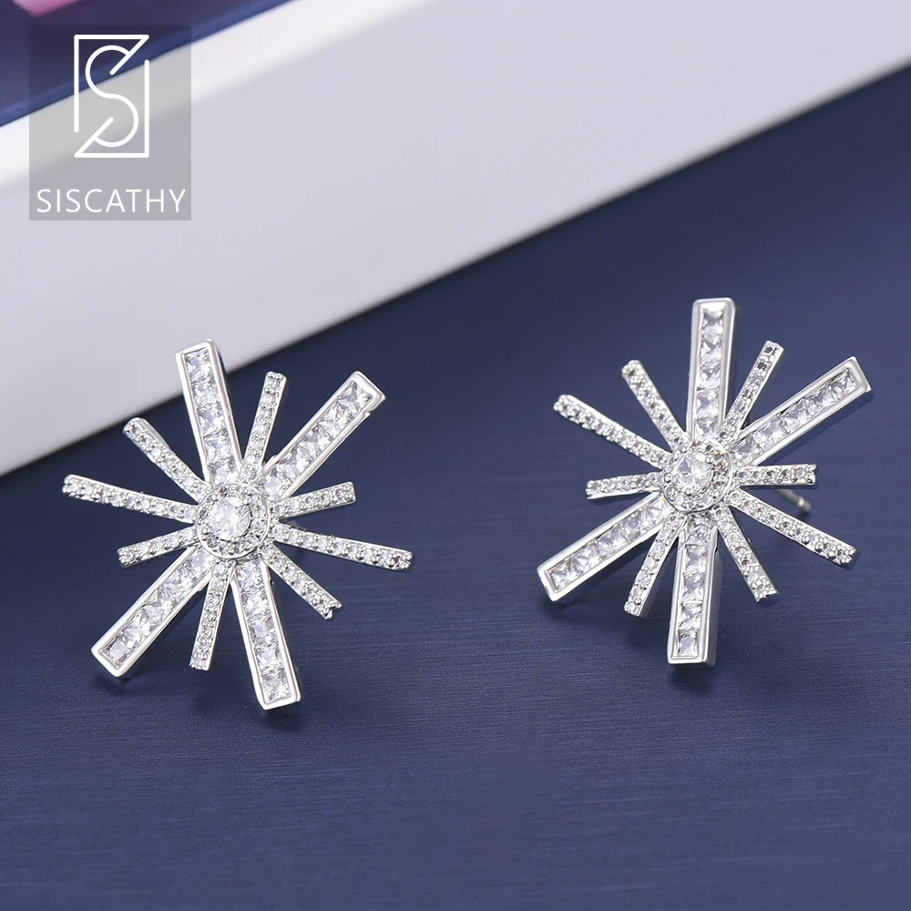 Sisathy 27*25 мм популярная серьга из снежинки модные корейские серьги AAA кубическая