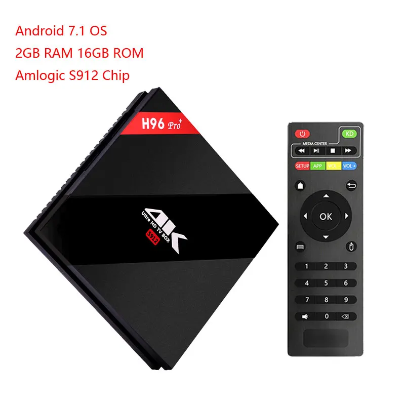 H96 Pro Plus+ Amlogic S912 Восьмиядерный Android 7,1 ТВ приставка 2 Гб 16 Гб 4 к HD медиаплеер 2,4 г/5 ГГц Wifi BT4.1 IP ТВ смарт-приставка - Цвет: 2GB 16GB TV BOX