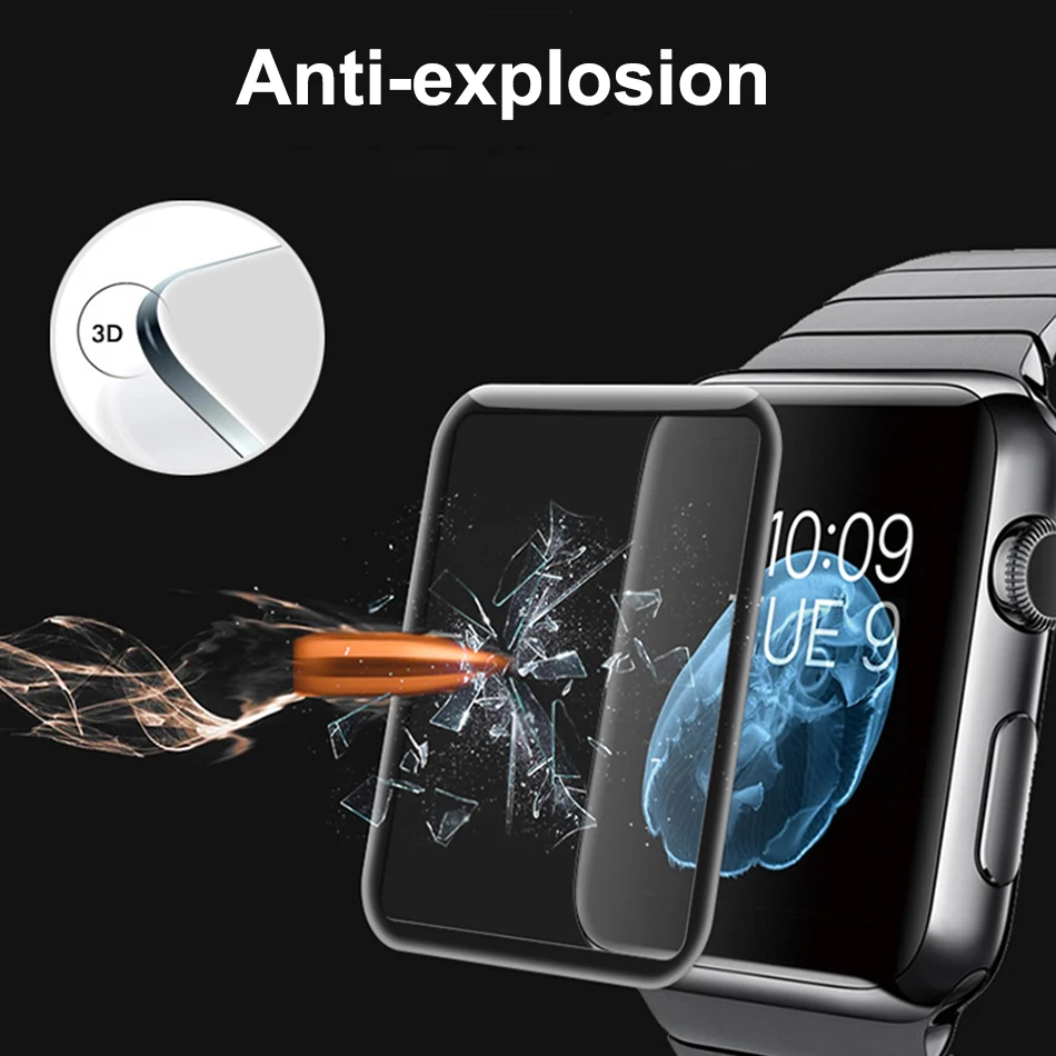 Полное покрытие изогнутая поверхность Закаленное стекло пленка для Apple Smart Watch