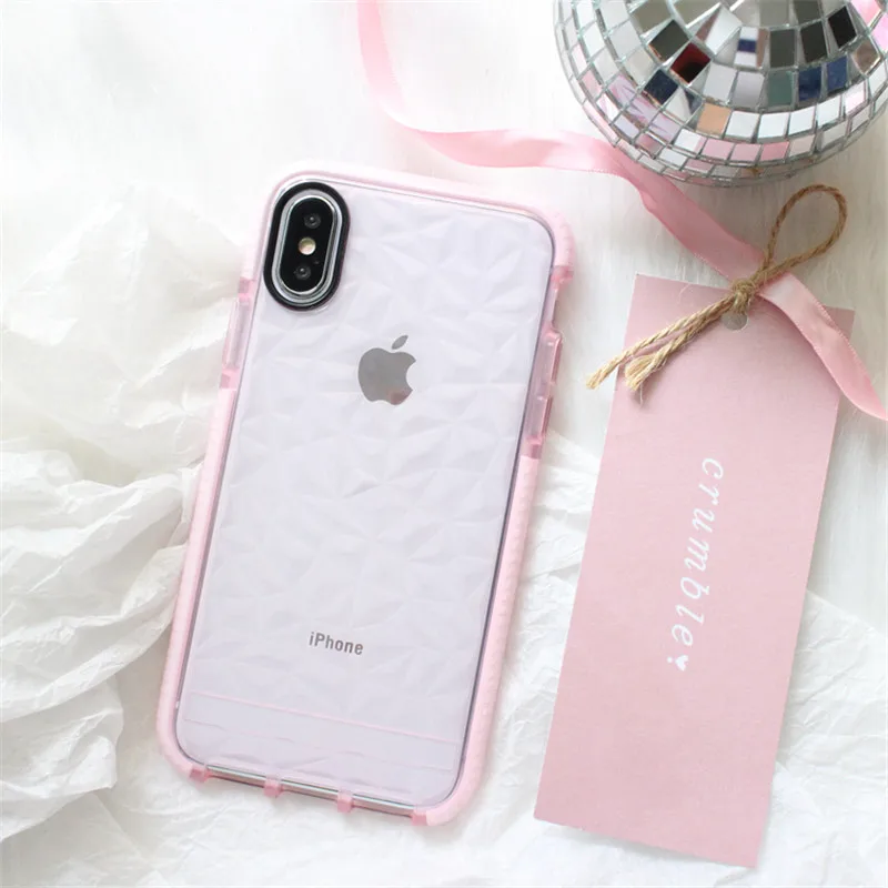 Простой противоударный силиконовый чехол для iPhone X XR XS Max с алмазным узором 6 6s 7 8