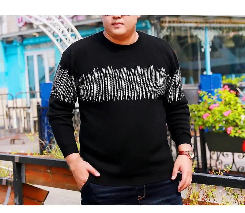 FAISIENS стильный большой размер 6XL 7XL мужской джемпер свитер однотонный Зимний вязаный пуловер Длинный рукав черный синий теплый мужской свитер