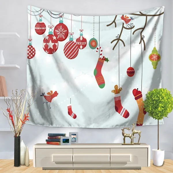

New Wall Hanging Tapestry Xmas Elk Wall Carpet New Year Party Wall Cloth Tapestries Room Decor Christmas Santa Ride Table Cloth