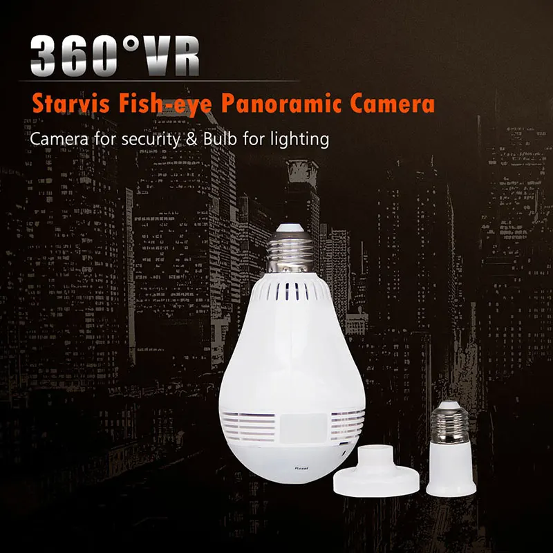 Светодиодная лампа Wifi 360 градусов VR starvis рыбий глаз панорамная камера для дома