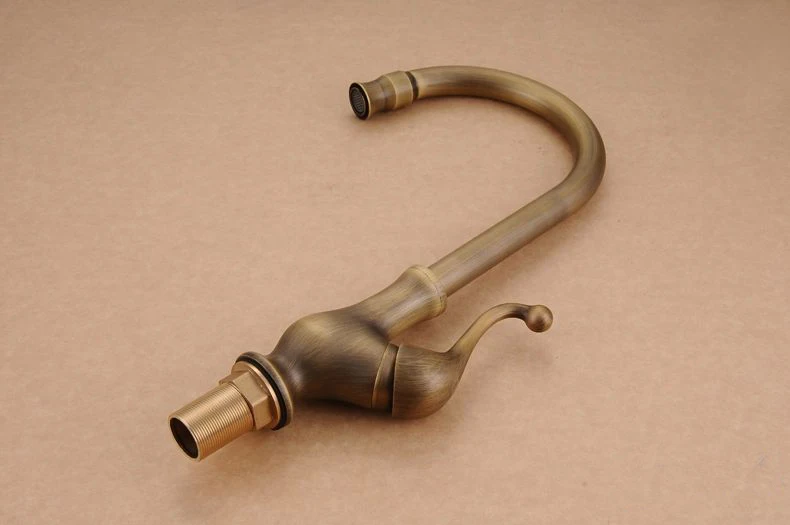 Free Shipping Kitchen taps/cozinha/faucet Antique Brass Swivel Spout Faucet Single Handle Vessel Sink Mixer Tap HJ-6715F | Обустройство