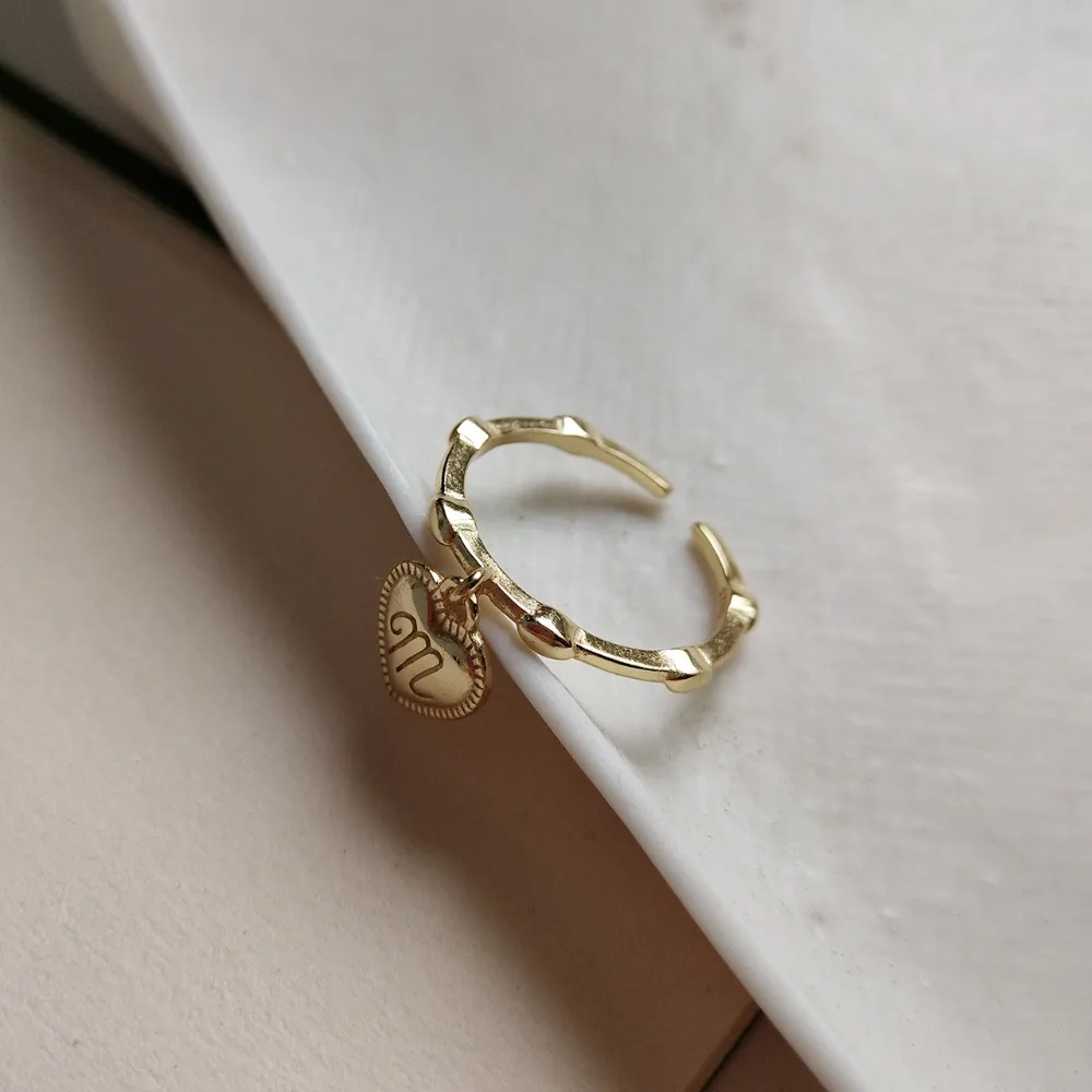 

Amaiyllis 925 Sterling Sliver Heart Letter M Stacking Rings for Women Adjustable Rings Chic Layered Ring Boho Jewelry