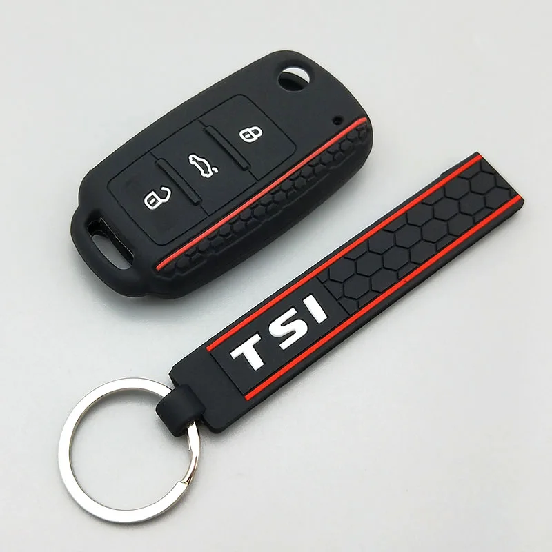 Автомобильный ключ для защиты Volkswagen POLO Bora Beetle Tiguan Passat B5 B6 Golf 6 MK5 MK6 Eos TSI силиконовый чехол из ТПУ для ключей - Название цвета: Оранжевый