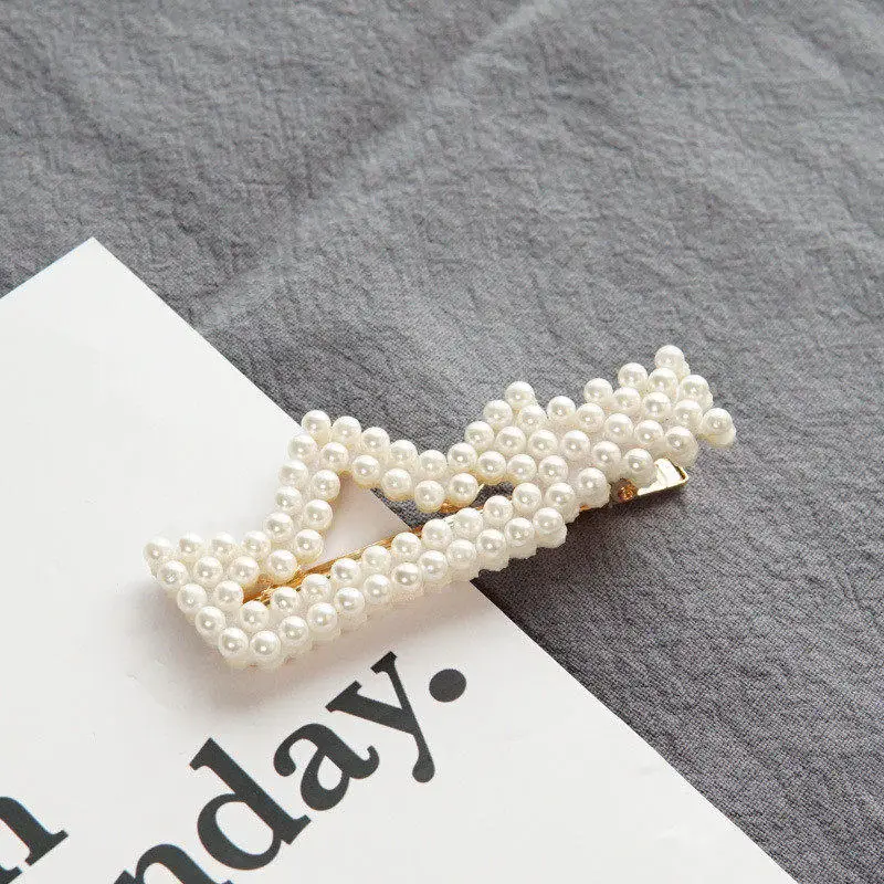 Fashion Women Pearl creaseless letter creaseless small Hair Clip Snap BarretteBobby heart metal Women Hair Accessories Gift - Цвет: N