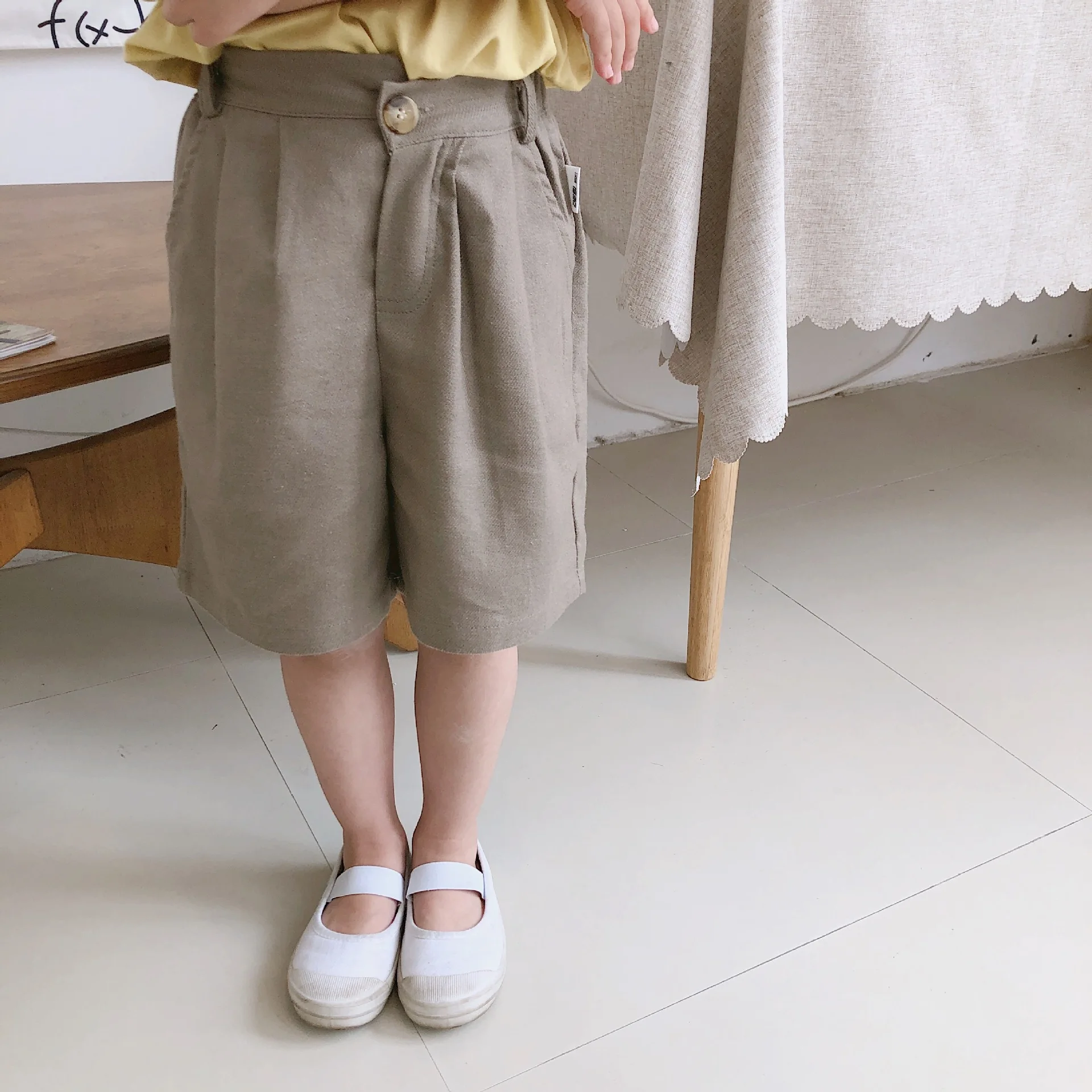 Лето 2019 однотонные штаны до колена для мальчиков и девочек повседневные