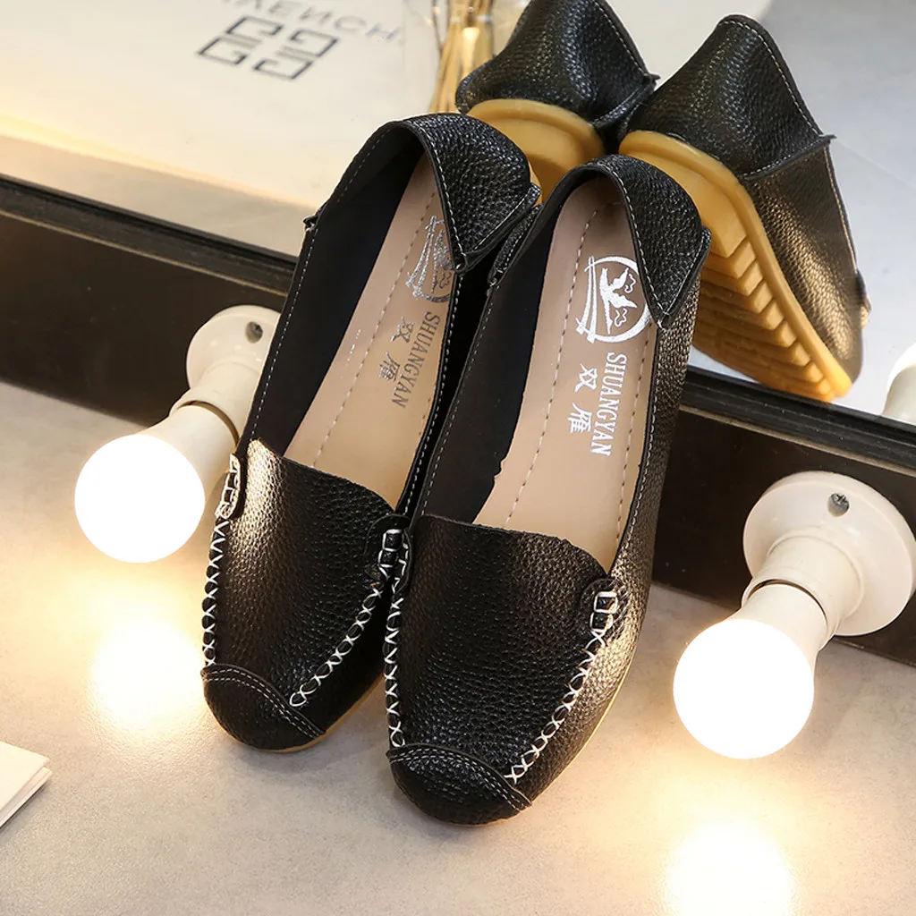 Женские Плиссированные туфли из натуральной кожи вечерние на плоской резиновой