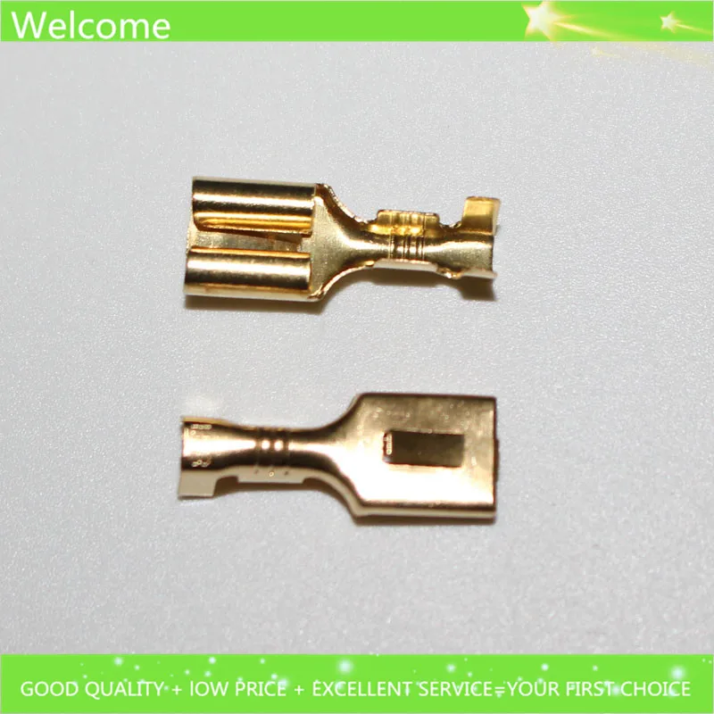 50Pcs 6.3mm Thickening Full copper Female Crimp terminal Connectors Automotive Connector Spade Terminal Обустройство дома