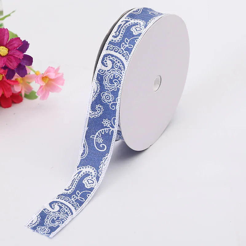 New Craft Supplies Trendy Ribbon 2.5cm Denim Large Waist Pattern Silk Sewing Costume Wedding Decoration Gift Packaging | Дом и сад