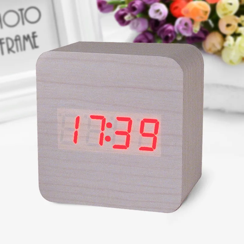 Wooden Led Digital Alarm Clock Voice Activated Date And Time Temperature Alternate Display Beautiful Home Decoration Products | Дом и сад