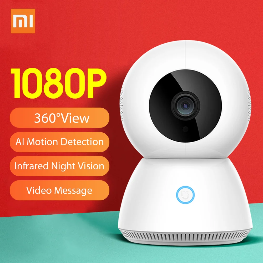 

Умная камера Xiaomi Mijia Xiaobai, панорамная IP-камера 1080P Full HD с ночным видением и углом обзора 360 градусов, беспроводное управление через приложение,...