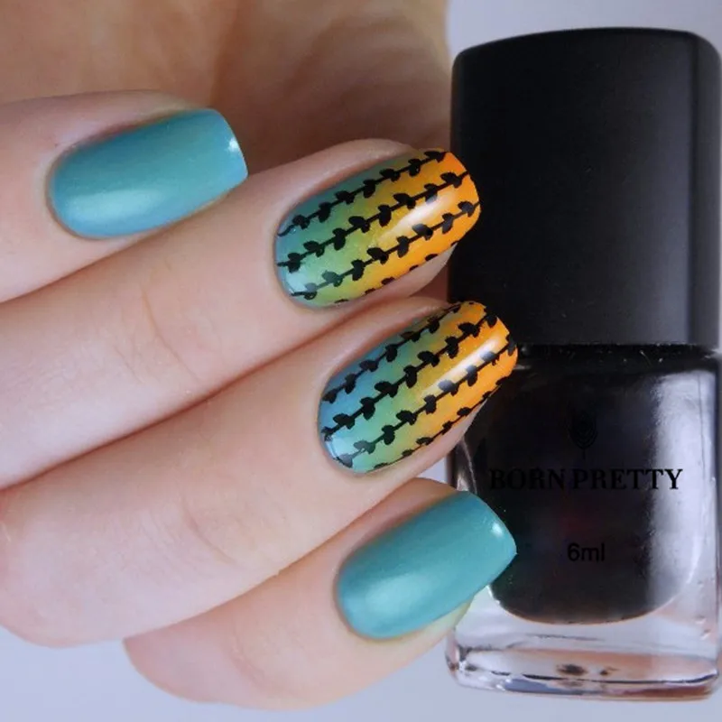6 мл BORN PRETTY лак для стемпинга ногтей черный печати ногтей|stamping polish|nail art stamping