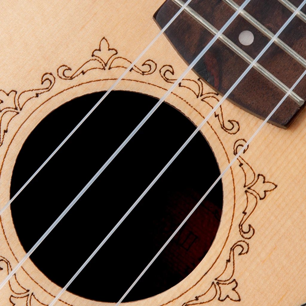 Укулеле 21 дюйм гавайская гитара Сопрано из твердой ели красного дерева 4