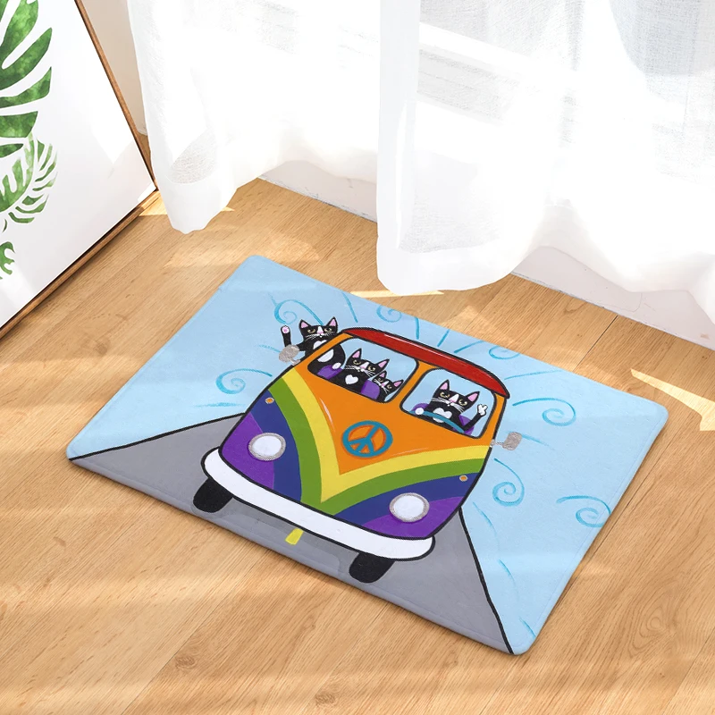 Мультяшный фланелевый ковер с изображением автомобиля кота коврик для гостиной