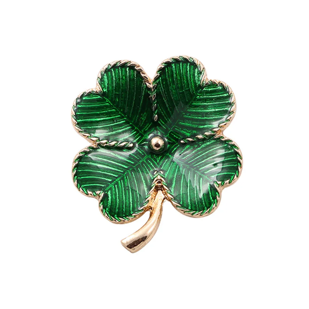 Бесплатная доставка Мода Новые падения глазури клевера повезло трава брошь