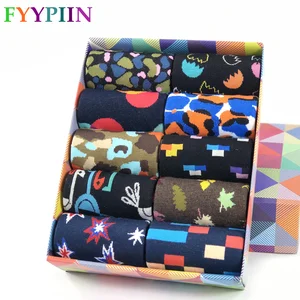 Мужские носки, новые стандартные популярные мужские хлопчатобумажные носки в стиле хип-хоп, яркие счастливые мужские носки для скейтбординга